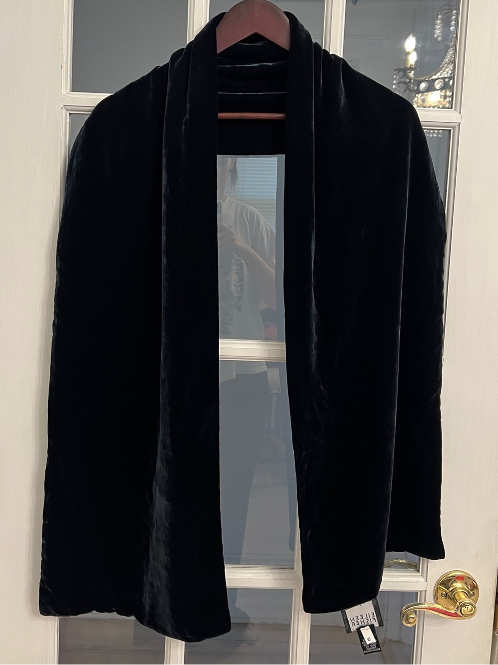 EILEEN FISHER Women’s Black Velvet Silk Blend Scarf Wrap One Size